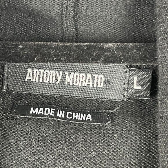 Antony Morato Cardigan Sweater Mens Large Black Knit Button Front Shawl Collar - Picture 9 of 13